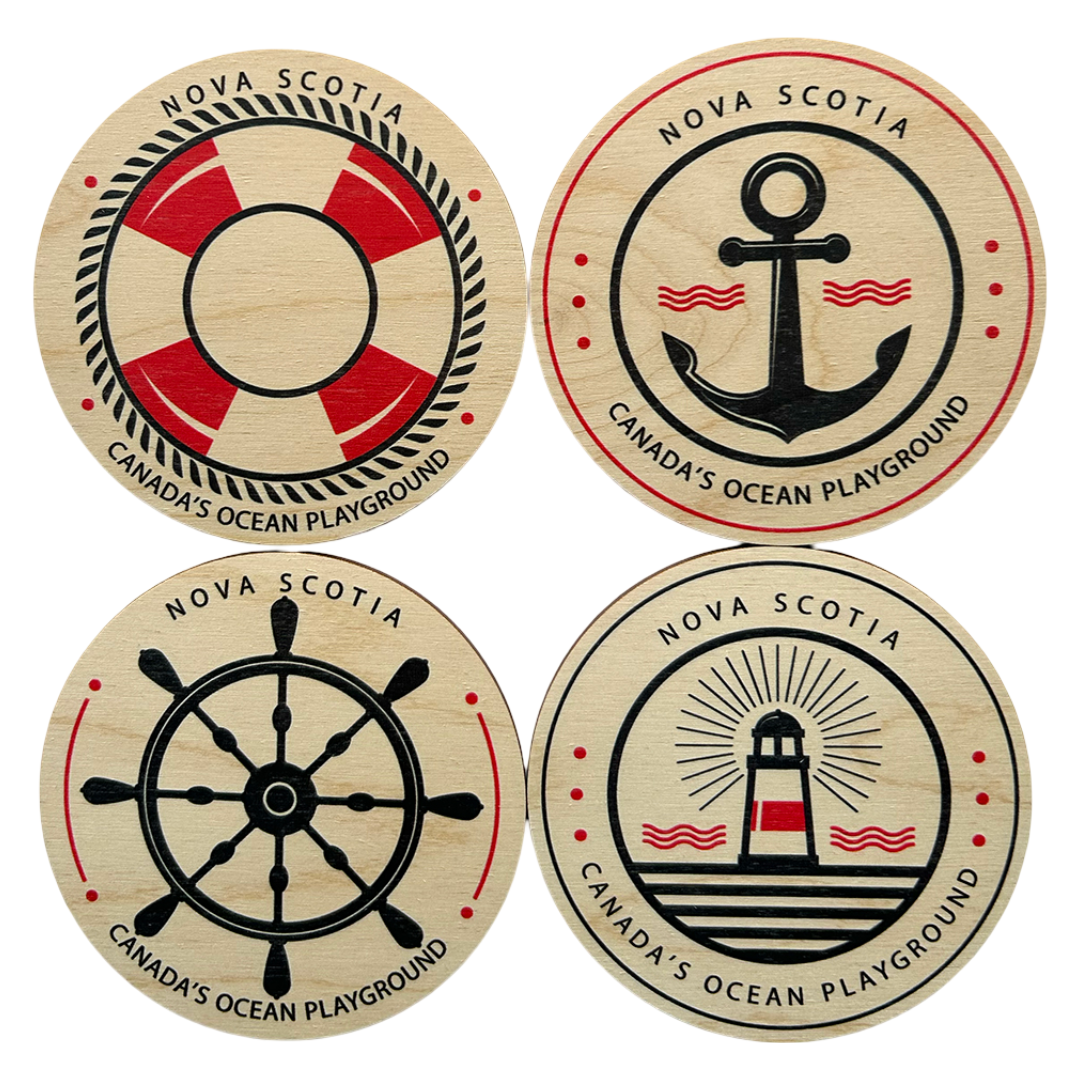 Nova Scotia Round Nautical Themed Coasters Set