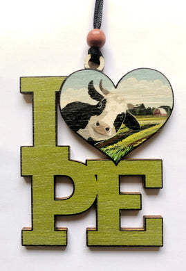 I Heart PE Cow Ornament