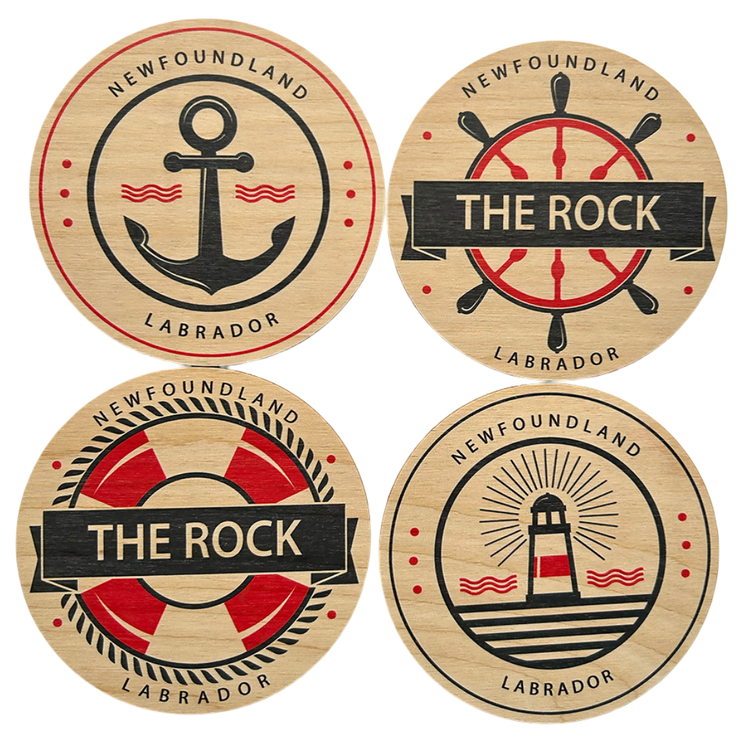 Newfoundland and Labrador Round Nautical Coaster Set