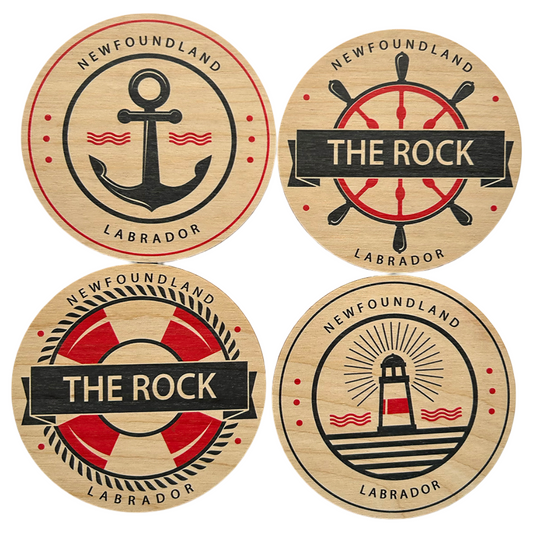 Newfoundland and Labrador Round Nautical Coaster Set