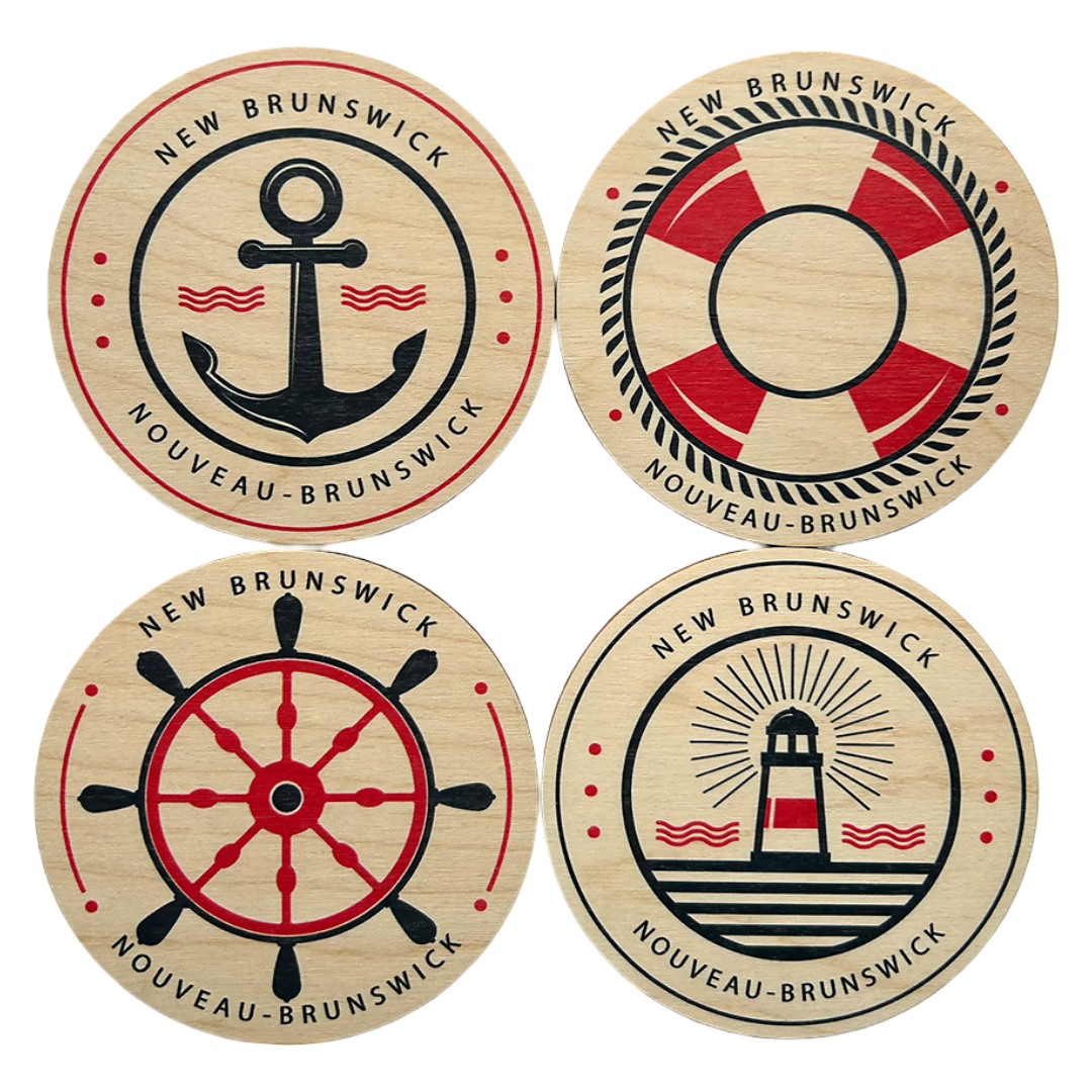 New Brunswick Round Nautical Coaster Set