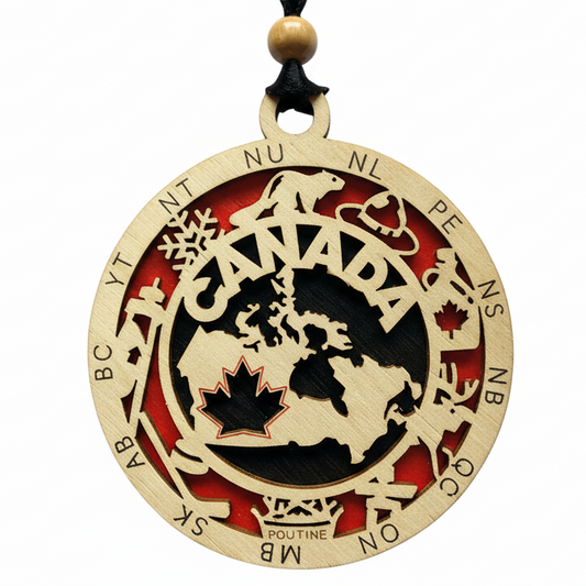 Large Round Layered Canada Map Ornament
