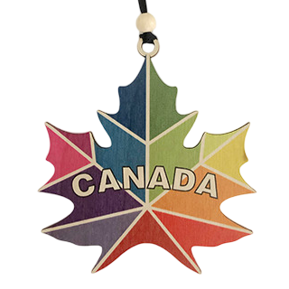 Rainbow Maple Leaf Canada Ornament