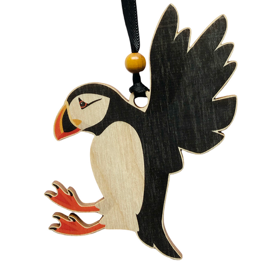 Shaped Flying Puffin Ornament