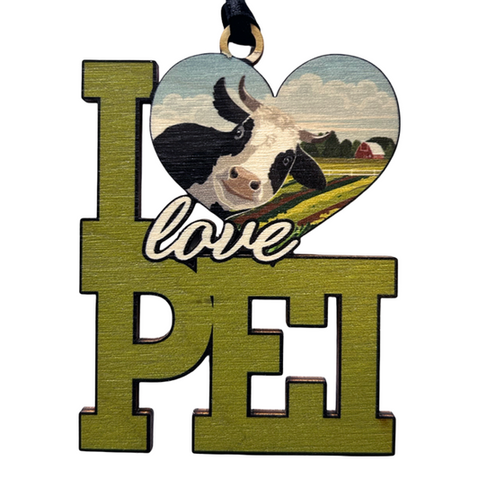 I Love PEI Cow Ornament