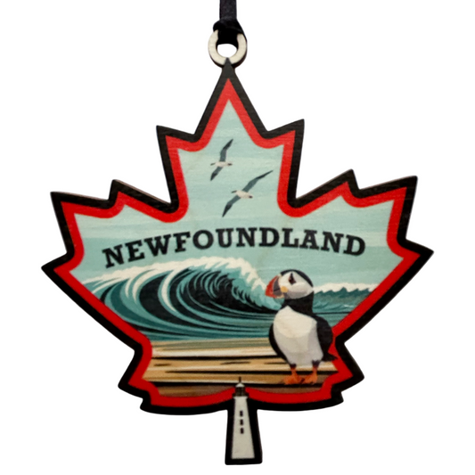 Maple Leaf Puffin Newfoundland Ornament