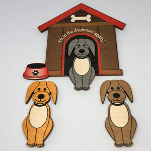 Family Dog House Fridge Magnet Set