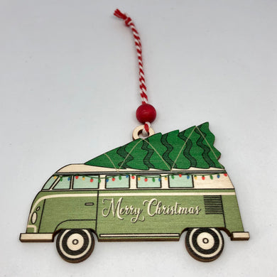 Green Camper Van Ornament