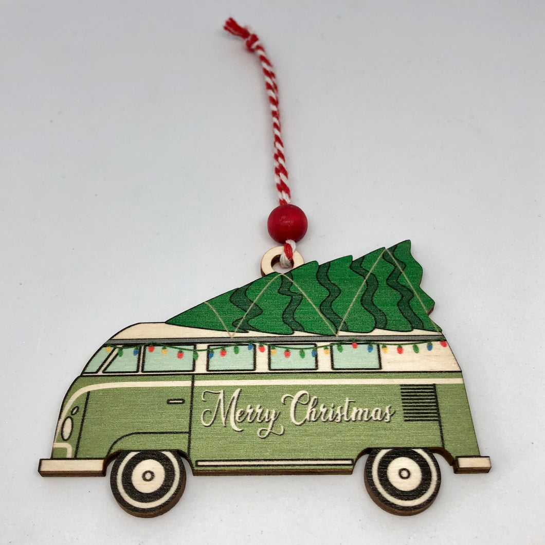 Green Camper Van Ornament