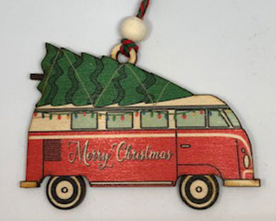 Red Camper Van Ornament